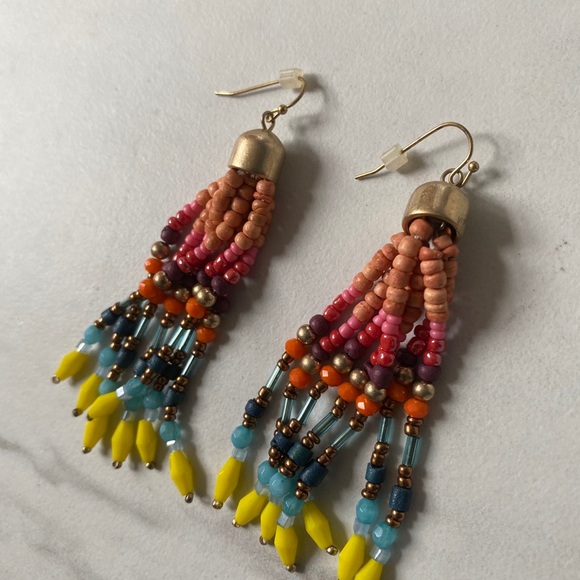 Multicolor Beaded Tassel Earrings - Picture 4 of 4